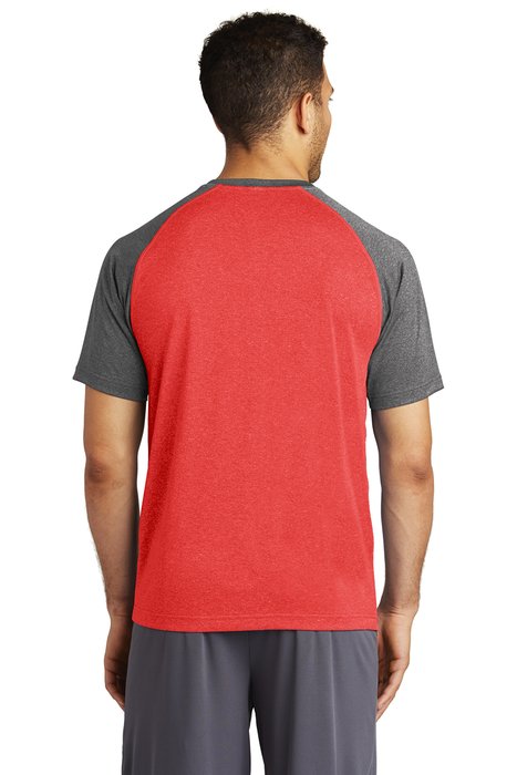 ST362 Sport-Tek 3.8-ounce 100% Polyester T-Shirt Scarlet Heather/ Graphite Heather