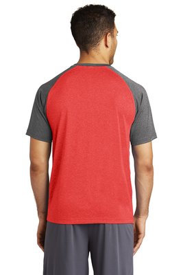 ST362 Sport-Tek 3.8-ounce 100% Polyester T-Shirt Scarlet Heather/ Graphite Heather