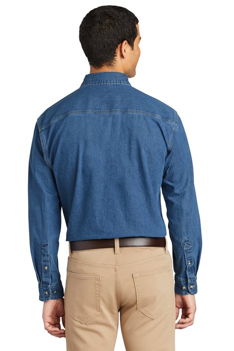 S100 Port Authority Heavyweight Denim Shirt Dark Blue Stonewashed