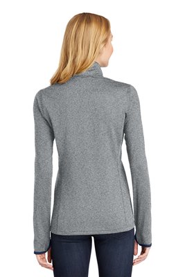 LST853 Sport-Tek Ladies Sport-Wick Stretch Contrast Full-Zip Jacket Charcoal Grey Heather/ True Navy