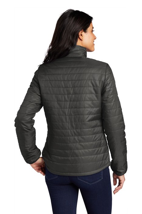 L850 Port Authority Ladies Packable Puffy Jacket Sterling Grey/ Graphite