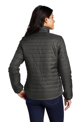 L850 Port Authority Ladies Packable Puffy Jacket Sterling Grey/ Graphite