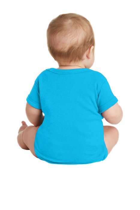 RS4400 Rabbit Skins Infant Short Sleeve Baby Rib Bodysuit Turquoise