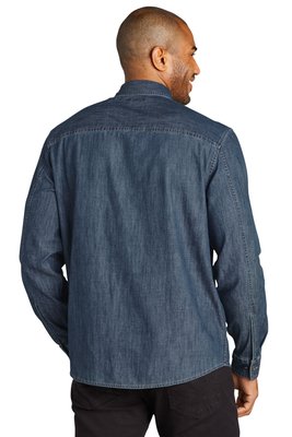 W676 Port Authority Long Sleeve Perfect Denim Shirt Medium Wash