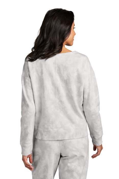 LPC140V Port & Company Ladies Beach Wash Cloud Tie-Dye V-Neck Sweatshirt Dove Grey