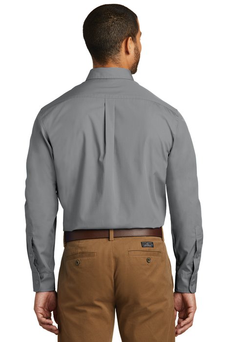 W100 Port Authority Long Sleeve Carefree Poplin Shirt Gusty Grey