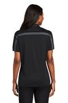 L547 Port Authority Ladies Silk Touch Performance Colorblock Stripe Polo Black/ Steel Grey