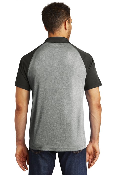 ST641 Sport-Tek 3.8-ounce PosiCharge RacerMesh Raglan Heather Block Polo Grey Heather/ Black