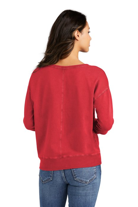 LPC098V Port & Company Ladies Beach Wash Garment-Dyed V-Neck Sweatshirt Poppy
