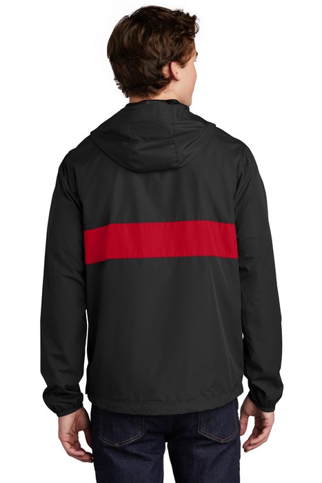 JST65 Sport-Tek Zipped Pocket Anorak Black/ True Red