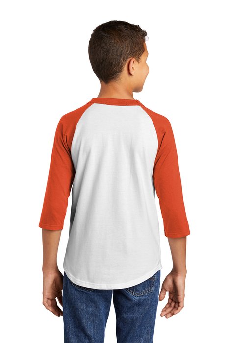 YT200 Sport-Tek 5.2-ounce 100% Cotton T-Shirt White/ Deep Orange