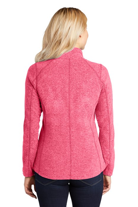 L235 Port Authority Ladies Heather Microfleece Full-Zip Jacket Pink Raspberry Heather
