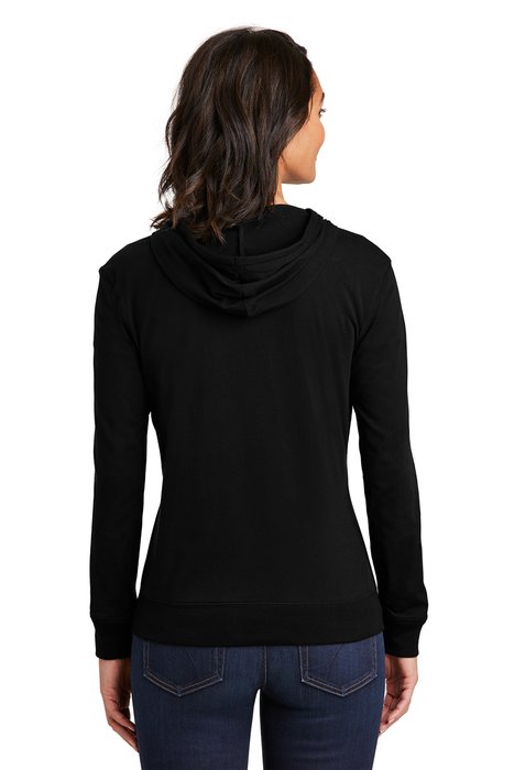 DT2100 District Women's Fitted Jersey Full-Zip Hoodie Black