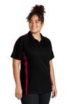 LST685 Sport-Tek 4-ounce Ladies PosiCharge Micro-Mesh Colorblock Polo Black/ Red