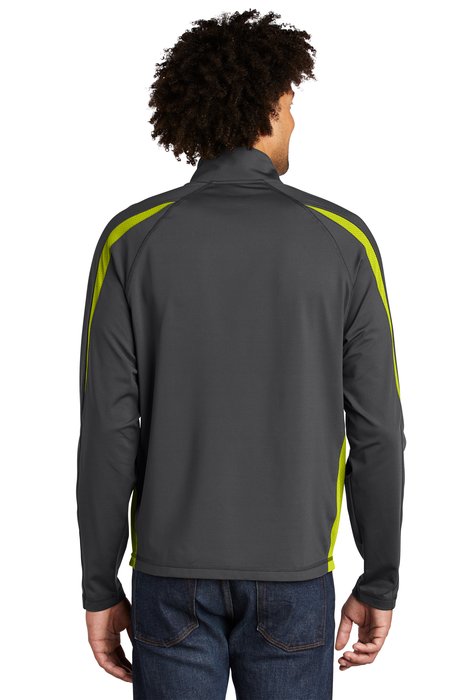 ST851 Sport-Tek Sport-Wick Stretch 1/2-Zip Colorblock Pullover Charcoal Grey/ Charge Green