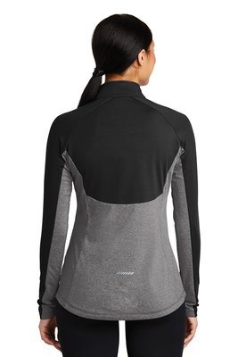 LST854 Sport-Tek Ladies Sport-Wick Stretch Contrast 1/2-Zip Pullover Black/ Charcoal Grey Heather