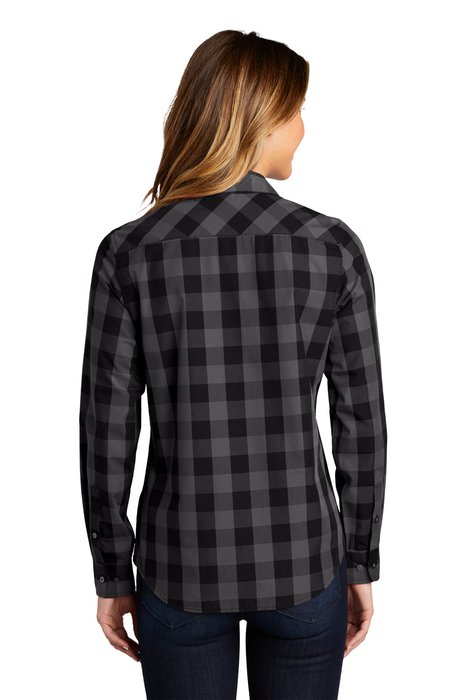 LW670 Port Authority Ladies Everyday Plaid Shirt Black