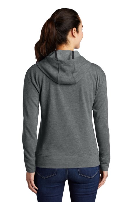 LST293 Sport-Tek Ladies PosiCharge Tri-Blend Wicking Fleece Full-Zip Hooded Jacket Dark Grey Heather