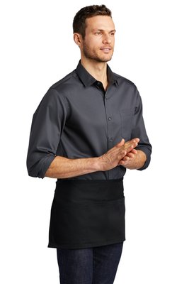 A707 Port Authority Easy Care Reversible Waist Apron with Stain Release Black