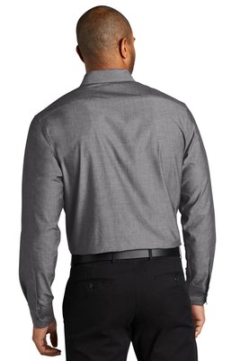 W382 Port Authority Long Sleeve Chambray Easy Care Shirt Deep Black