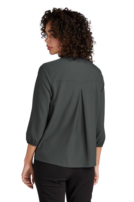 MM2011 MERCER+METTLE Women's Stretch Crepe 3/4-Sleeve Blouse Anchor Grey