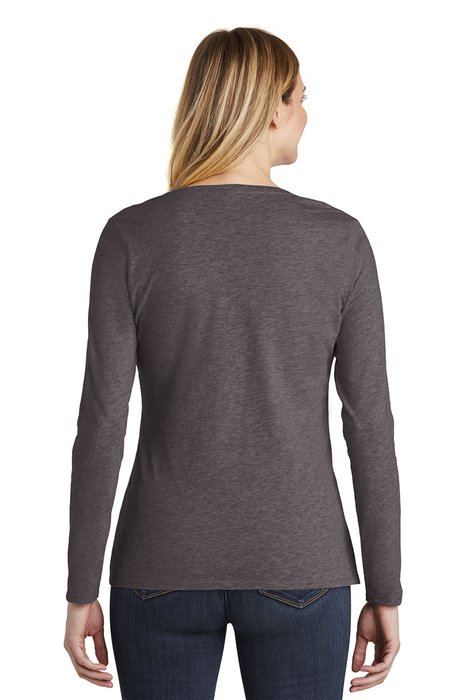 DT6201 District Women's Very Important Tee Long Sleeve V-Neck. Heathered Charcoal