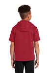 YST251 Sport-Tek Youth Sport-Wick Fleece Short Sleeve Hooded Pullover Deep Red