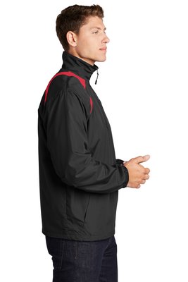 JST75 Sport-Tek 1/2-Zip Wind Shirt Black/ True Red