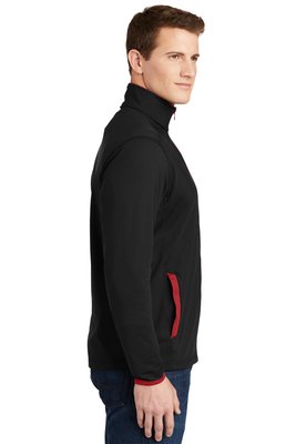 ST853 Sport-Tek Sport-Wick Stretch Contrast Full-Zip Jacket Black/ True Red