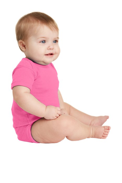 RS4400 Rabbit Skins Infant Short Sleeve Baby Rib Bodysuit Hot Pink