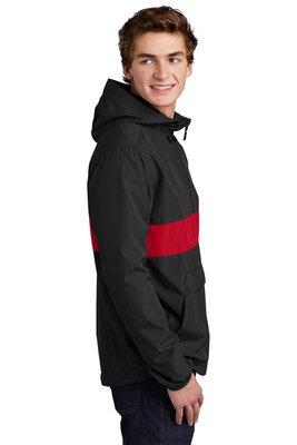 JST65 Sport-Tek Zipped Pocket Anorak Black/ True Red