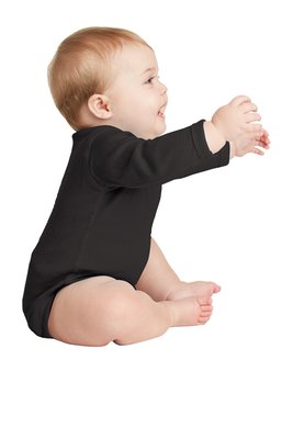 RS4411 Rabbit Skins Infant Long Sleeve Baby Rib Bodysuit Black
