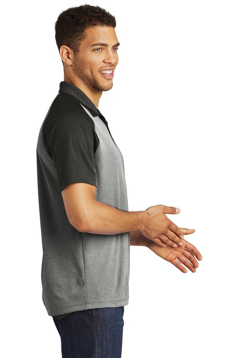 ST641 Sport-Tek 3.8-ounce PosiCharge RacerMesh Raglan Heather Block Polo Grey Heather/ Black