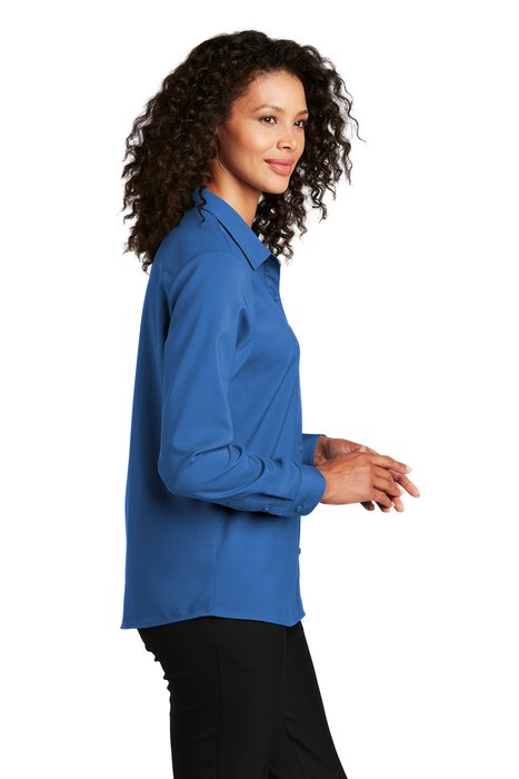 LW401 Port Authority Ladies Long Sleeve Performance Staff Shirt True Blue