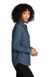 LW676 Port Authority Ladies Long Sleeve Perfect Denim Shirt Medium Wash