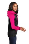 LST236 Sport-Tek Ladies Sport-Wick Varsity Fleece Full-Zip Hooded Jacket Black/ Neon Pink