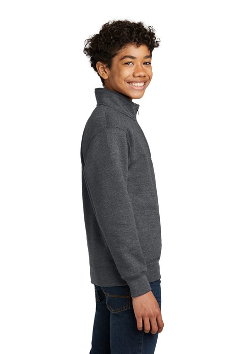 PC78YQ Port & Company Youth Core Fleece 1/4-Zip Pullover Sweatshirt Dark Heather Grey