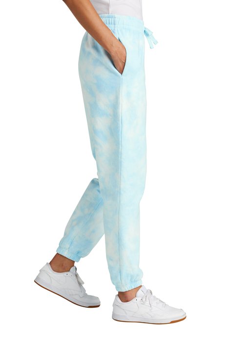 LPC140P Port & Company Ladies Beach Wash Cloud Tie-Dye Sweatpant Glacier