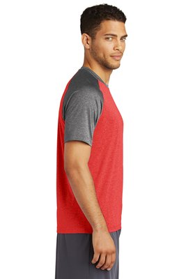 ST362 Sport-Tek 3.8-ounce 100% Polyester T-Shirt Scarlet Heather/ Graphite Heather