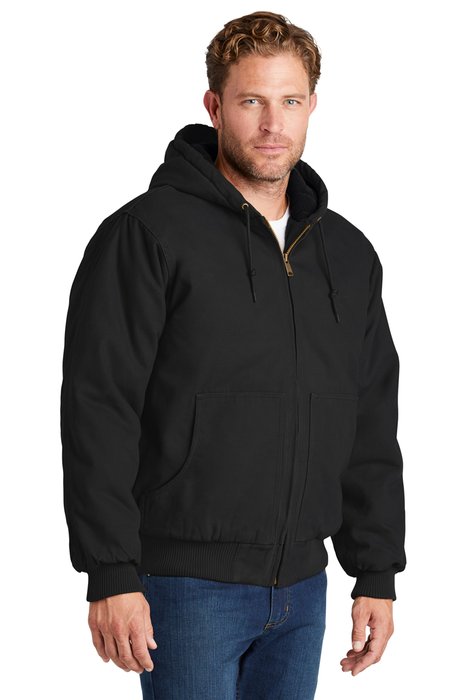 CSJ41 CornerStone Washed Duck Cloth Insulated Hooded Work Jacket Black