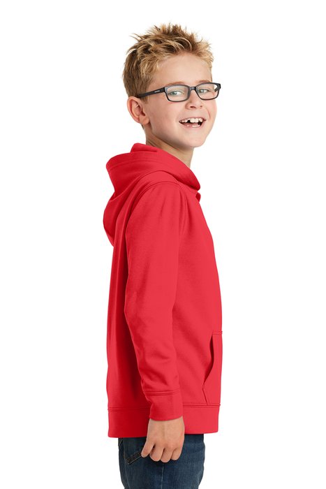 PC590YH Port & Company Youth Performance Fleece Pullover Hooded Sweatshirt Red
