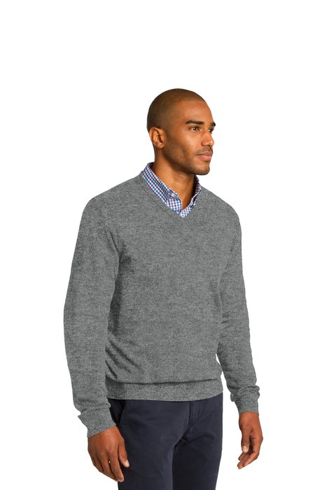 SW285 Port Authority V-Neck Sweater Medium Heather Grey