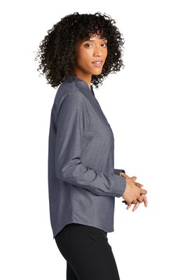 LW382 Port Authority Ladies Long Sleeve Chambray Easy Care Shirt Estate Blue