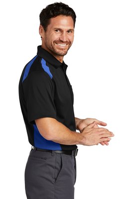 CS416 CornerStone 6.6-ounce Select Snag-Proof Two Way Colorblock Pocket Polo Black/ Royal