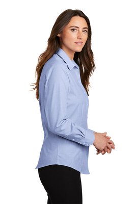 L640 Port Authority Ladies Crosshatch Easy Care Shirt Chambray Blue