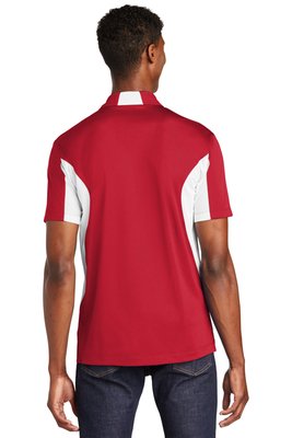 TST655 Sport-Tek 3.8-ounce Tall Side Blocked Micropique Sport-Wick Polo True Red/ White