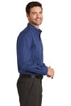 S642 Port Authority Tattersall Easy Care Shirt Navy/ White