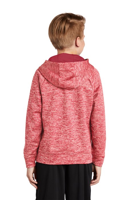 YST225 Sport-Tek Youth PosiCharge Electric Heather Fleece Hooded Pullover Deep Red Electric