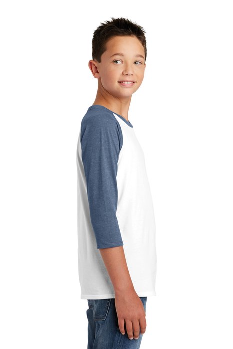 DT6210Y District 4.3-ounce 100% Cotton T-Shirt Heathered Navy/ White