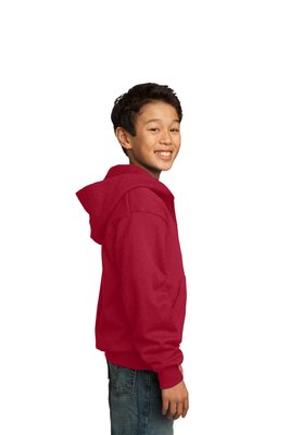 PC90YZH Port & Company Youth Core Fleece Full-Zip Hooded Sweatshirt Red